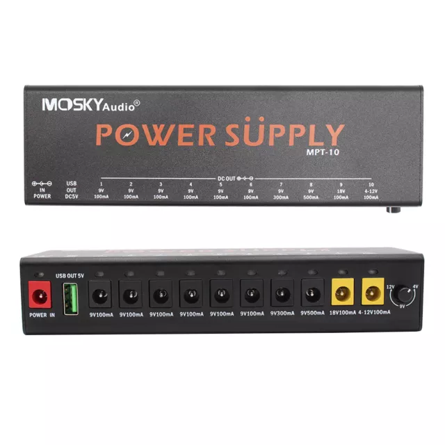 10 Isolated Outputs Guitar Pedal Board Power Supply Station 9V 12V 18V