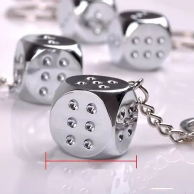 1PCS Cute Metal Silver Dice Fashion Car Keychain Keyring Keyfob Key Chains Gift