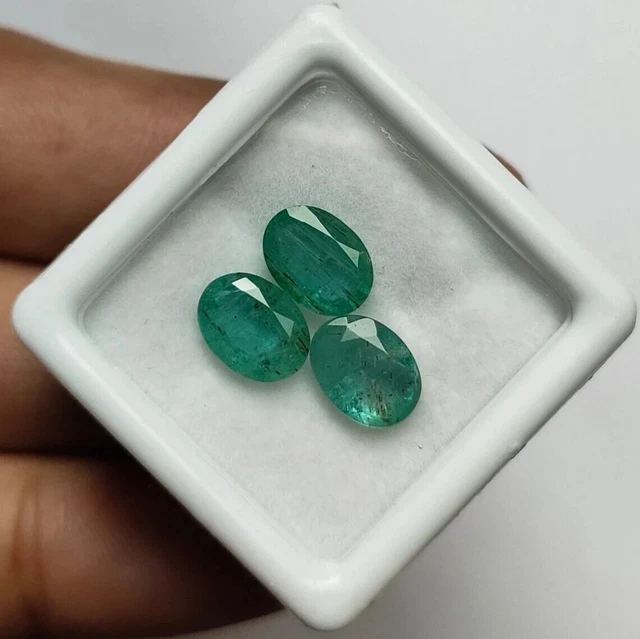 6X8 mm Émeraude Naturelle Ovale Bleu Vert 3.41 Cts.- Émeraude Naturelle...