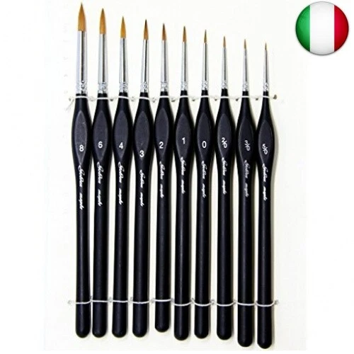 Pennelli Acquerello,Set Pennelli Pittura Per Acquerello Olio e Nail Art,10