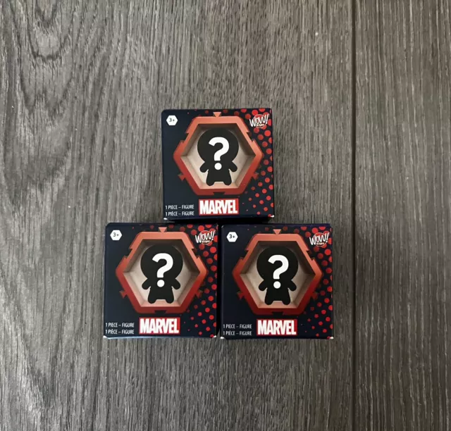 Wow Marvel Nano Pods x Lot 3 Brand New Blind Boxes - Collect - Connect - Display