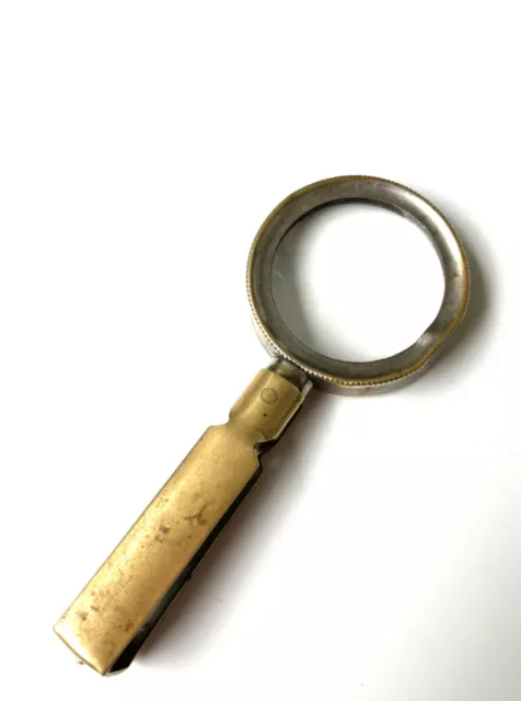 Lupa plegable de latón antiguo joyeros relojero con anillo de suspensión