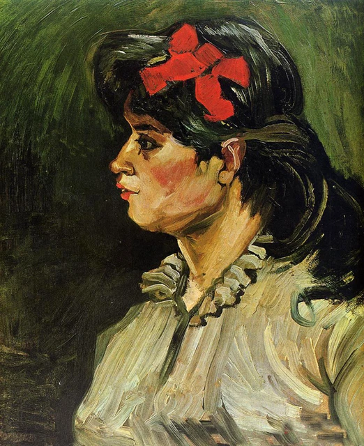 Art Oil painting Vincent Van Gogh - Portrait of a Woman with Red Ribbon
