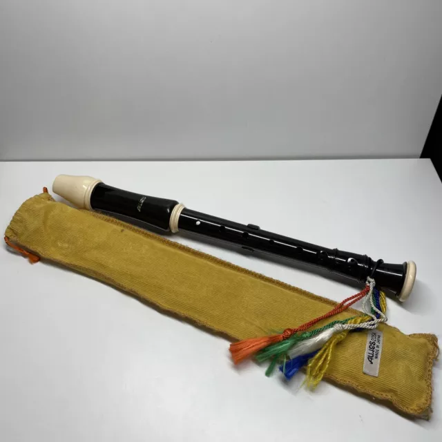 Aulos Recorder 205A-E With Slider, Storage Pouch & Tassel Brown Made In Japan