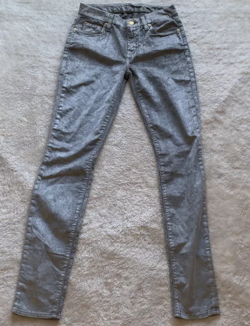 7 For All Mankind Women's 27 Gray ￼Corduroy Skinny Jeans/Pants