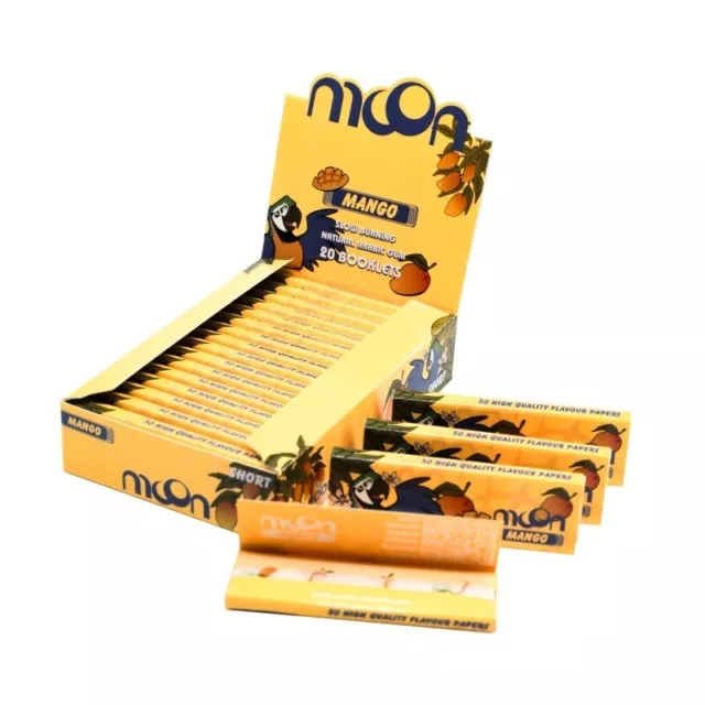 1 Box 20 Packs MOON Mango Flavor Rolling Paper Short Size 70 mm Tobacco