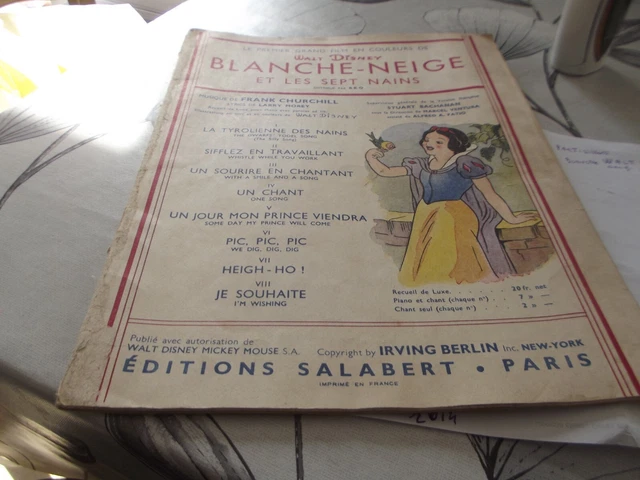 &PARTITIONS WALT DISNEY blanche neige et 7 nains livre a 18 pages EUR