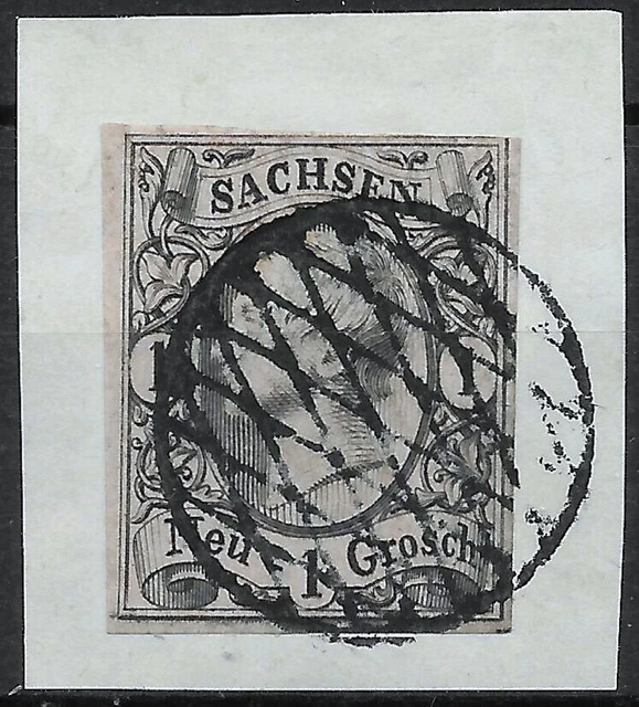 SACHSEN 1855... MiNr. 9 ...1 Ngr...Briefstück mit KRS!