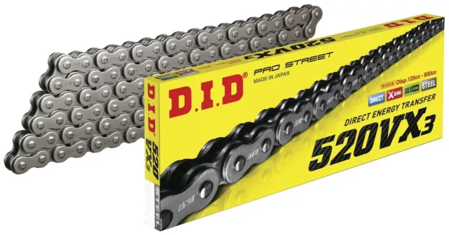 DID 520 VX3 BLACK (STEEL/RAW) MOTORCYCLE CHAIN with RIVET link 120 links