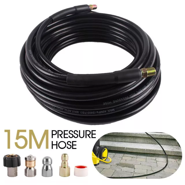 15M High Pressure Washer Hose 14mm Connect Water Cleaner Clean Replacement Pipe