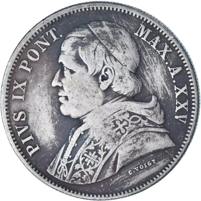 [#1270134] Vatikan, PAPAL STATES, Pius IX, 5 Lire, 1870, Rome, Silber, SS, KM:13