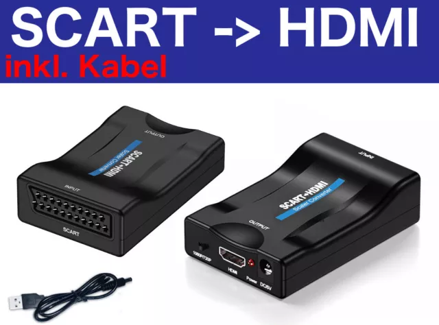 1080P SCART to HDMI Video Audio Upscale Converter Signal Adapter HD Receiver DE