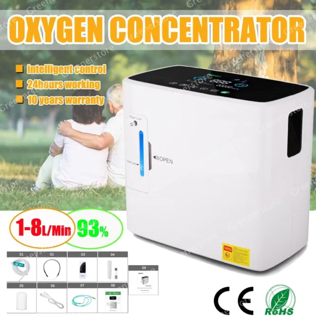 1-8L/Min Intelligente Tragbar 93% Oxygen-O2-Sauerstoffgeräte Konzentrator