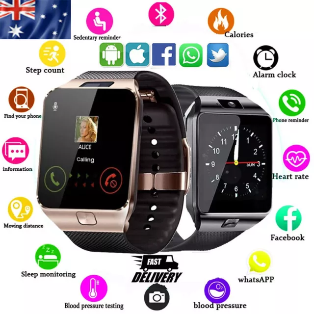 Smart Watch Bluetooth w/Camera Waterproof Phone Sport for Android  Phone UK