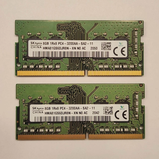 16GB (2 X 8GB) Sk Hynix DDR4 3200MHz PC4-25600 SODIMM Laptop