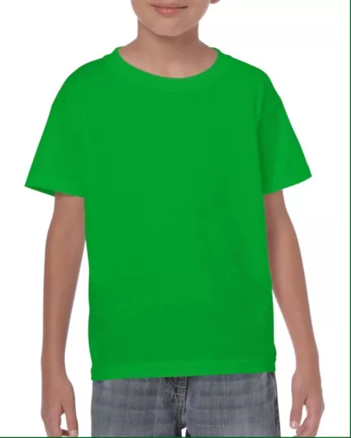 Plain GREEN Childrens Kids Boys Girls Child Cotton Tee T-Shirt Tshirt Age 3-14