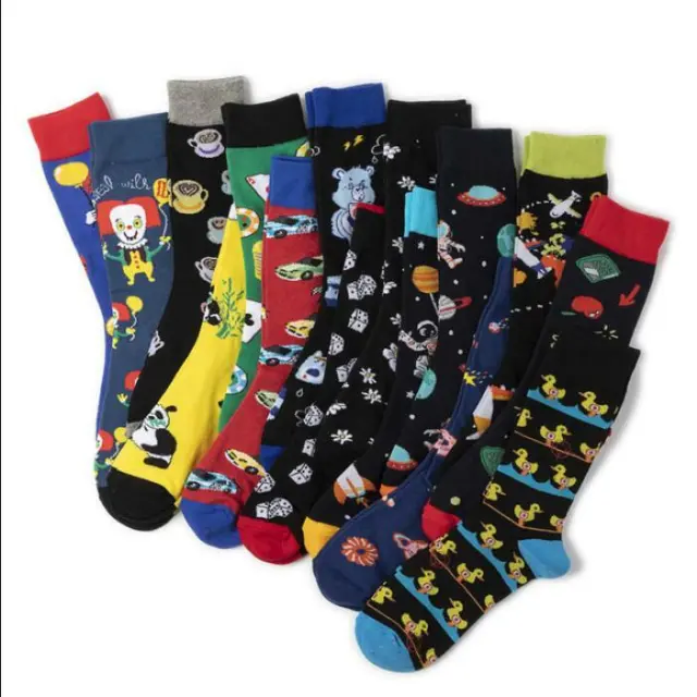 Men's Combed Cotton Socks Breathe Funny Cartoon Animal Novelty Dress Dress Socks