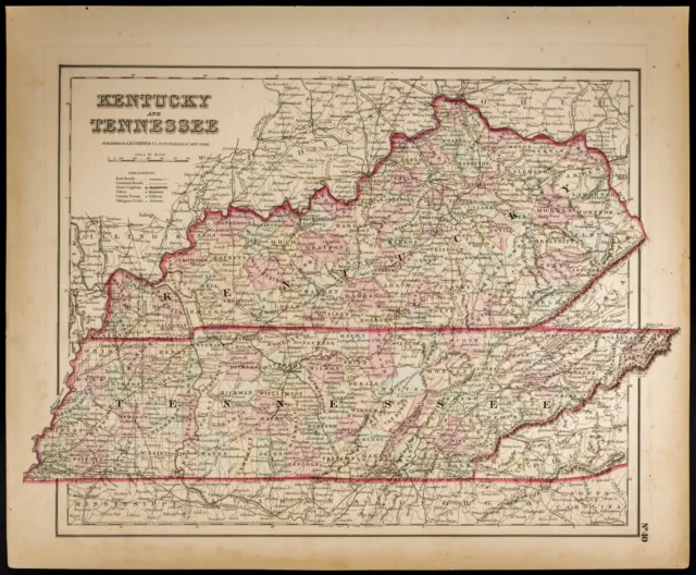 Antique map [1857, colton] : Condition American Kentucky & Tennessee.