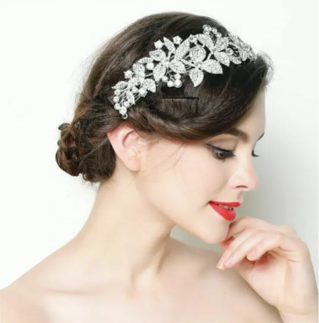 Luxury Women Bridal Wedding Diamond Crystal Rhinestones Long Hair Clip Comb