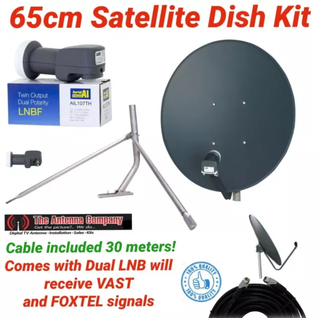 satellite dish kit 2 65cm lnb twin output foxtel vast compatible digital tv FTA