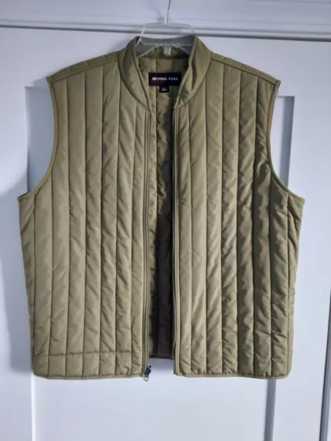 michael kors mens green quilted zip front vest size XL