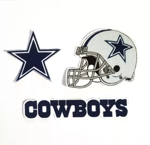 3pc Dallas Cowboys fabric iron on applique Patch logo football star helmet NFL