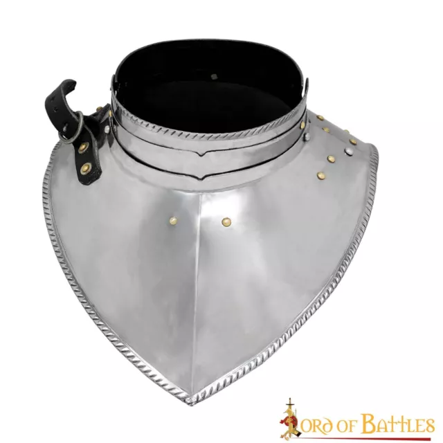 Gorget with Brass and Steel Rivets Medieval Handmade Historical Steel Armor