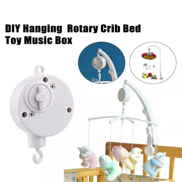 Infant Bell Windup Music Box DIY Toy for Baby Cot Mobile Hanging in White