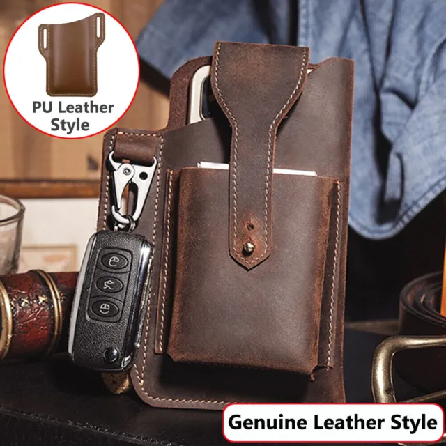 Retro Genuine Leather Waist Bag Cell Phone Holster Case Pouch Belt Loop Men Gift