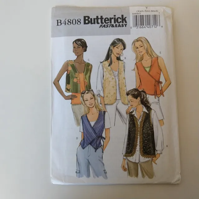 Butterick 4808 Y2K Loose Lined Vests Boho Style Vest Misses 4-14 XS-M Sewing