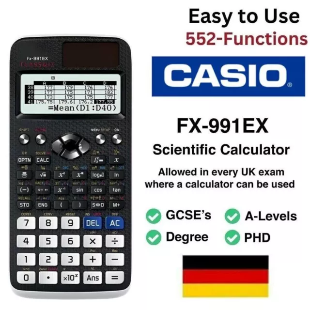 Casio FX-991 E X wissenschaftlicher ClassWiz Rechner mit natürlichem Display