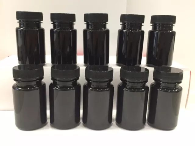 Empty Plastic Pill 10 Bottles Medicine Container Vitamin Holder Black 60cc