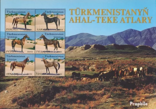 Briefmarken Turkmenistan 2001 Mi Block9 postfrisch Pferde