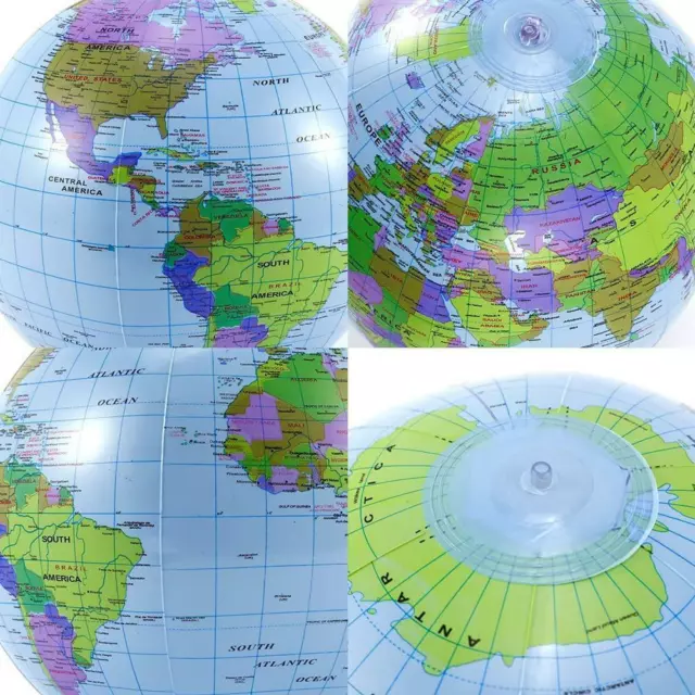 Inflatable Globe Map Ball World Earth Geography Blow Atlas Up Education Toy B7Q3