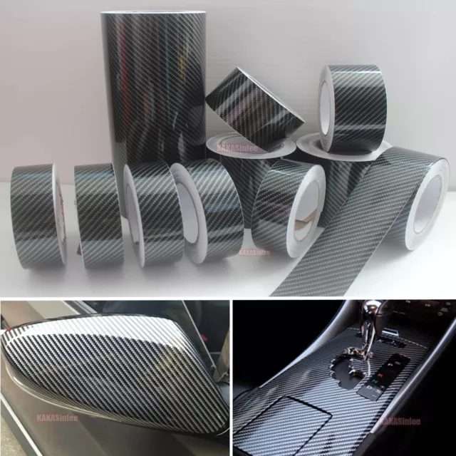 DIY Adhesive Vehicle Glossy Black 2D Carbon Fiber Vinyl Tape Wrap Sticker - CB