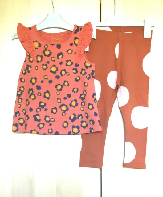Next Girls Rust Vest Top & Rust Spotted Leggings Age 2-3 Years BNWT