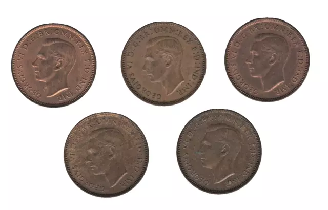 British George VI Farthing Coins x5 Bulk Lot