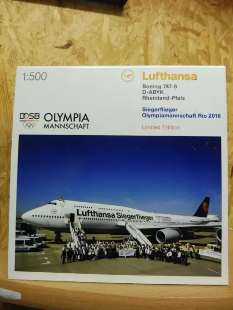 Herpa,Lufthansa Boeing 747-8 Intercontinental " Siegerflieger OLYMPIA No. 530026