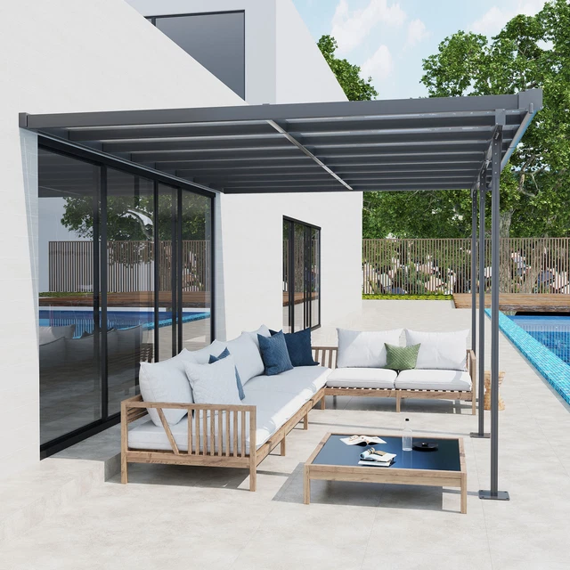 OUTSUNNY PERGOLA GARTENPAVILLON 4 x 3 m Pavillon höhenverstellbar Alu