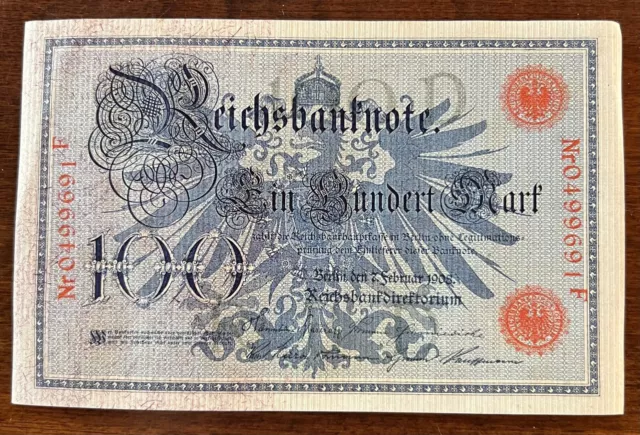 Banconota Germania-Reichsbanknote-100 Marchi 7/2/1908