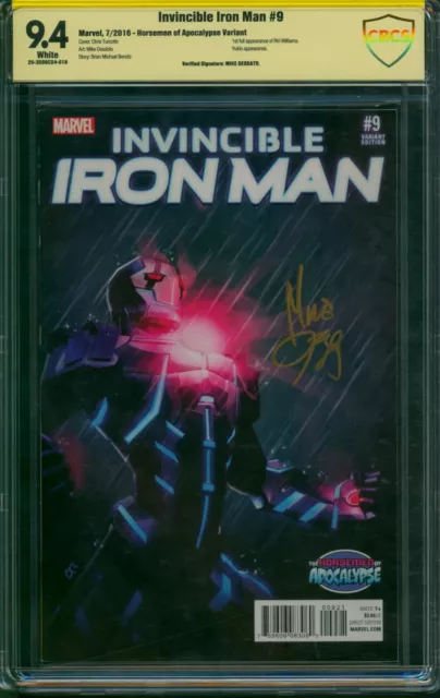 Invincible Iron Man 9 ⭐ CBCS 9.4 SIGNED DEODATO ⭐ TURCOTTE VARIANT 1st Riri 2016