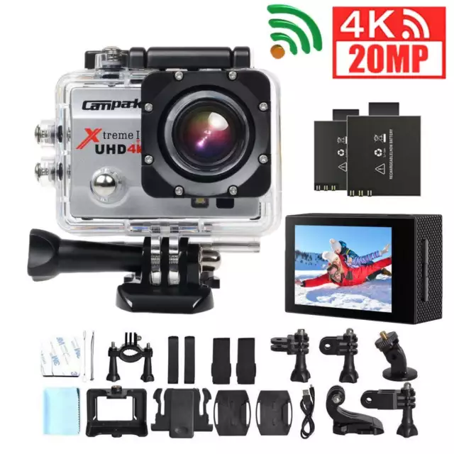 Campark 4K FHD WIFI Action Camera 20MP Sports Riding DV Video Recorder Camcorder