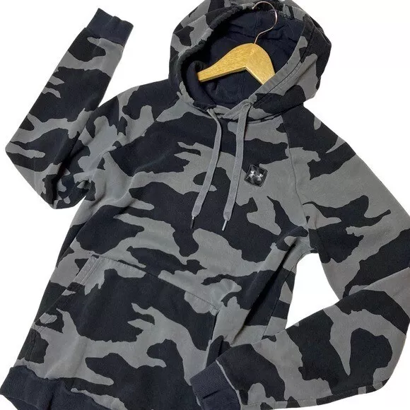 Under Armor Small, Black & Grey Pullover Hoodie with Drawstring & Pouch Pocket Under Armor Small, Black & Grey Pullover Hoodie with Drawstring & Pouch Pocket