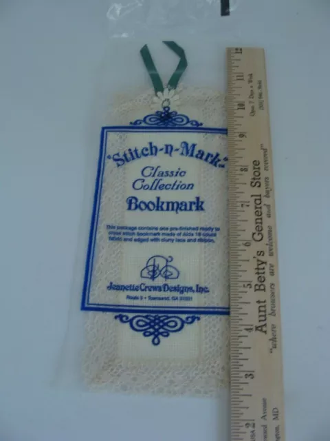 NEW SEALED Jeanette Crews Designs Stitch-n-Mark Classic Coll Bookmark Ecru 18 ct 3