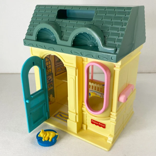 Vintage 1995 Fisher Price Dollhouse Pet Shop Loving Family Dream Store Cat Doll