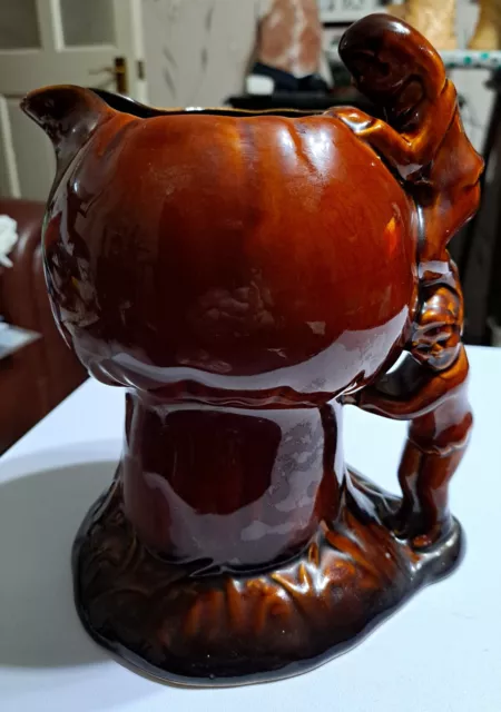 Rare Brown Glazed Vintage Sylvac  Jug With  Pixie/Gnome Handle (1969)