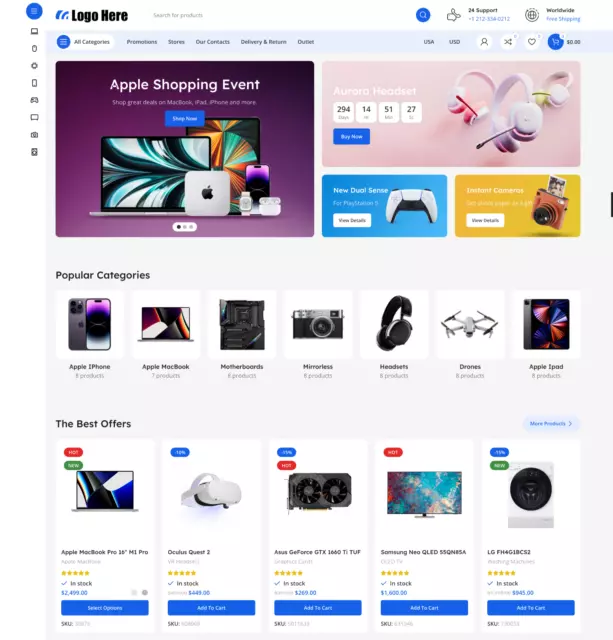 Mega Electronics eCommerce Website Design with Free 5GB VPS Web Hosting