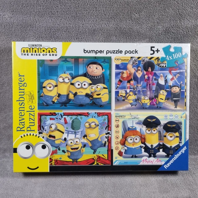 RAVENSBURGER MINIONS THE Rise Of Gru Puzzle Pack 4x100 Piece Jigsaw 