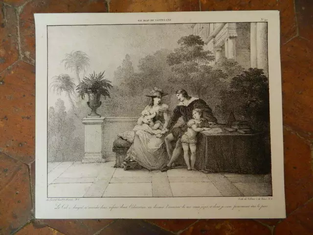 Litho Of Villain Scene Of Roman Gil Blas de Santillane Chez Gastel No 20 - 1819