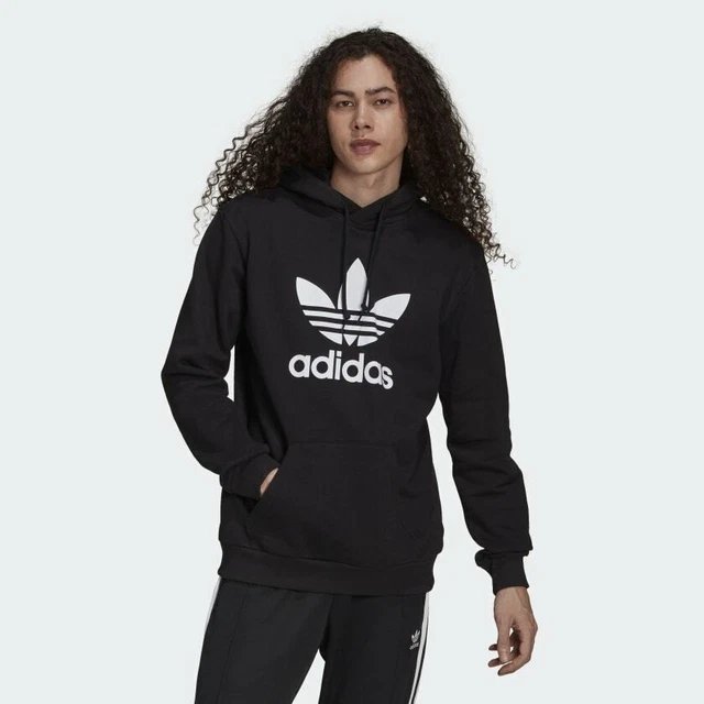 Felpa Adidas Uomo Cappuccio Hoodie H06667 Adicolor Class Trefoil Essentials Nero